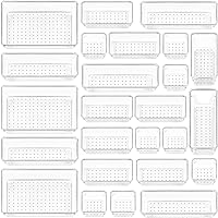 Vtopmart 25 PCS Clear Plastic Drawer Organizers Set, 4-Size Versatile Bathroom and Vanity Drawer Organizer Trays,...